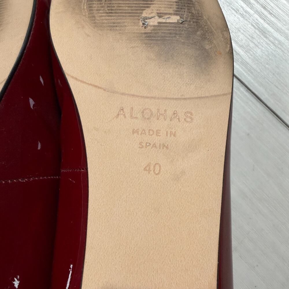ALOHAS Luke Burgundy Patent Leather Mary Jane Flats Square Toe Euro Size 40 - Picture 8 of 8